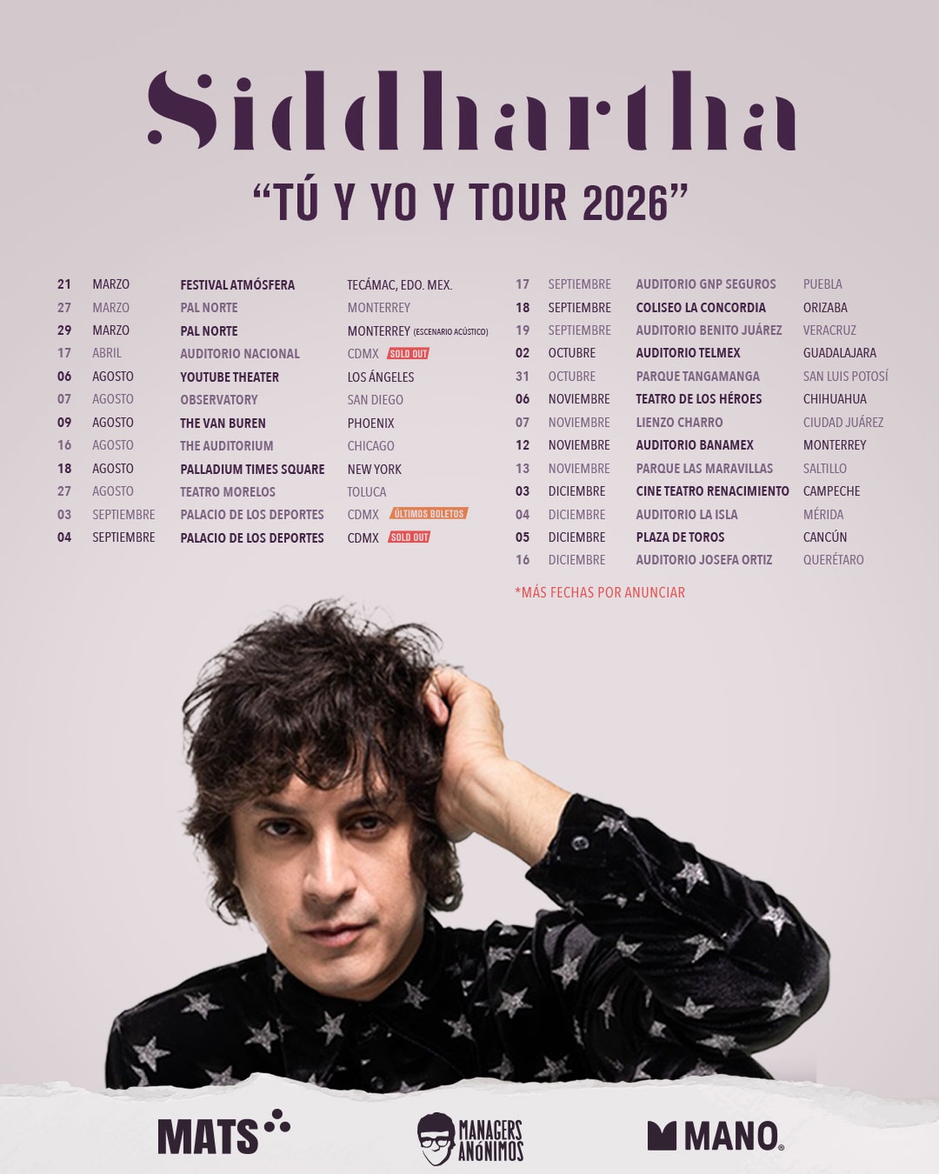 Siddhartha Tu y Yo y Tour Poster 2026